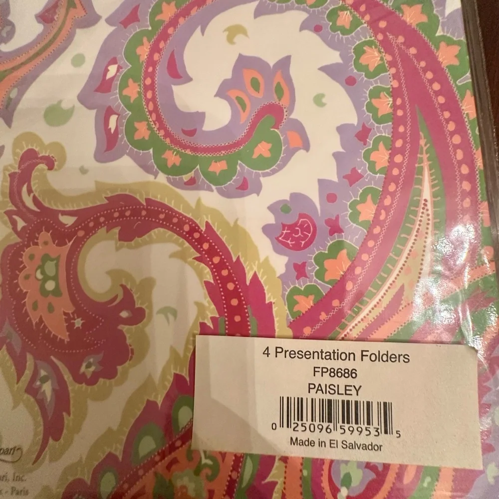 Caspari Paisley Presentatiom Two Pocket Folders Set of Four NEW